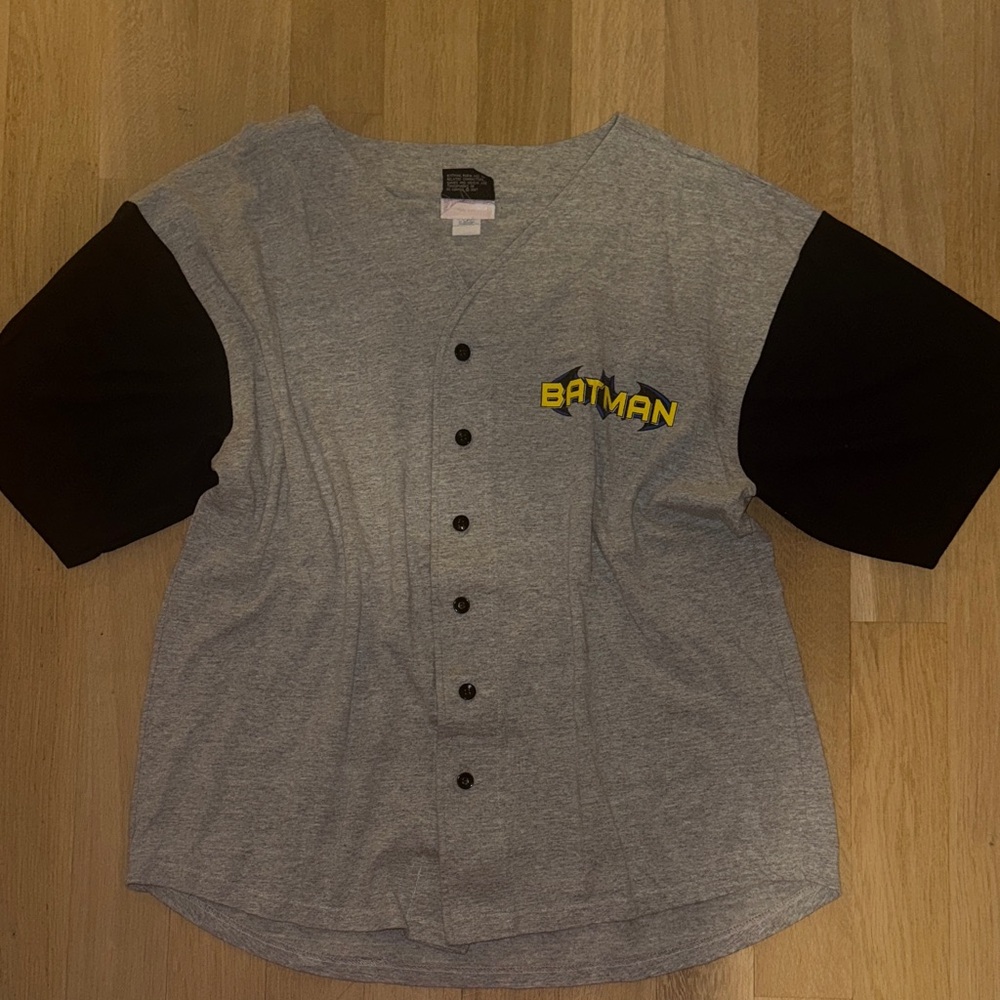 Batman Logo Men's Gray and Black Jersey Shirt